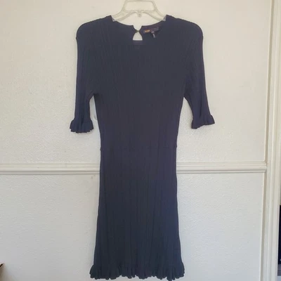 Vestido de punto acanalado Maje talla 40 para mujer talla grande negro elástico pequeño acento con volantes Foto 1 de 4