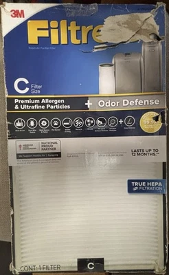 3M Filtrete Size C Filter True HEPA Filtration #1150098 Odor Reduction NEW  - Image 1 of 3