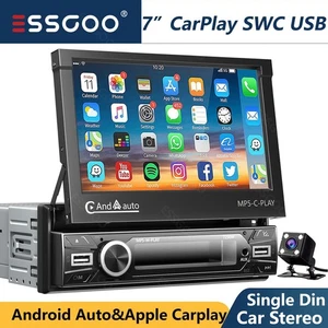 7" Single DIN Car Radio Stereo Player Bluetooth Flip Out Touch Screen Player+CAM - Picture 1 of 15