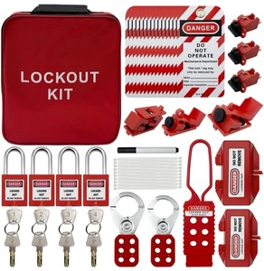 Lockout Tagout Kit Electrical Loto - Group Lockout Hasps, Lockout Tags, Safety - Picture 1 of 7