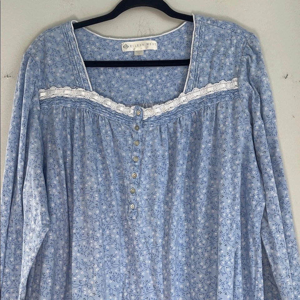 Camisola Eileen West estampa flora manga longa malha longa tamanho 2X - Imagem 1 de 4