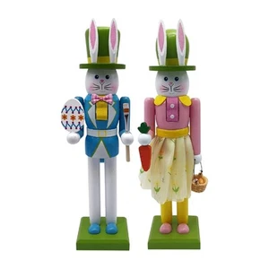 Easter Bunny Nutcracker Tabletop Figurine Traditional Easter Decoration for - Picture 1 of 15