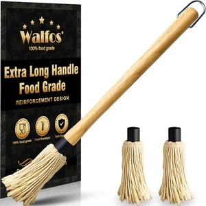 Walfos BBQ Mop Brushes for Sauce, Grilling Basting 2pcs 18 IN, Burlywood - Picture 1 of 7