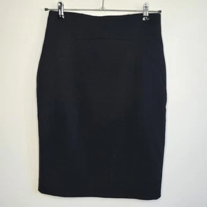 Cue City Skirt Size 12 Black Pencil Office Business Corporate Classic Lined - Picture 1 of 11