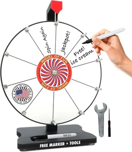 Ruota girevole 12 pollici bianca per premi con supporto, 10 slot, personalizzata - Foto 1 di 6