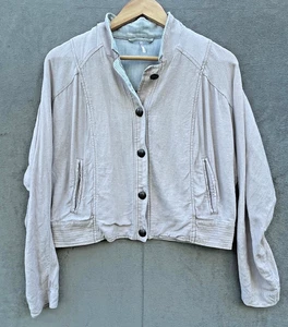 Free People Lightweight Cropped Linen Jacket Small P2P 20 Boho Preppy Pockets - Picture 1 of 4