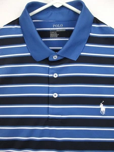 NUEVO CON ETIQUETAS Ralph Lauren Polo Performance Camisa de Golf Azul Negro Rayas Para Hombre XL - Imagen 1 de 6