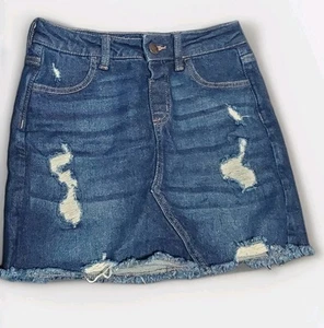Justice Girls Skirt, Denim, Distresses, Medium Wash, Sz 14 - Picture 1 of 6
