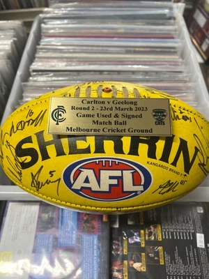 Carlton Vs Geelong 23/03/2023 Game Used and Signed Match Ball - Image 1 of 4