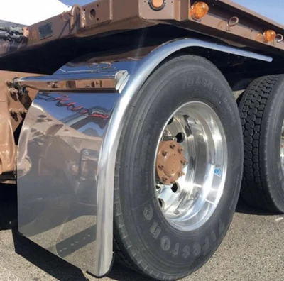 80” Stainless Steel Smooth Half Fenders W/ Brackets Fits Peterbilt FL KW Pair - Image 1 of 4