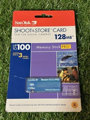 SanDisk 128MB Memory Stick PRO Shoot & Store Card MagicGate New Sealed - Image 1 of 3