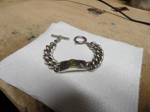 RARE VINTAGE MEN'S RALPH LAUREN CHUNKY CURB LINK SILVER PLATE 8" TOGGLE BRACELET - Picture 1 of 4