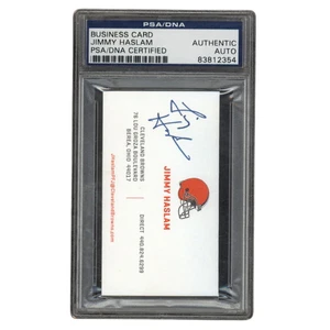 Jimmy Haslem Autographed Signed Owner Cleveland Browns Business Card PSA 2 - Picture 1 of 2