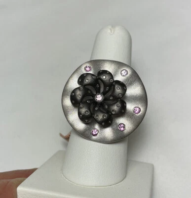 Anillo de Plata EFFY Talla 7.50 Zafiro Rosa 035 Ct, Diamante 0.14 Ct Forma Redonda Nuevo con Etiquetas Foto 1 de 4