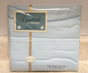 Vintage Steven Beauticale Baumwolle 200 Fäden komplettes flaches Laken 60er Jahre in blau neu aus altem Lagerbestand - Bild 1 von 6
