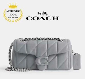 ❤️ COACH Quilted Tabby Shoulder Bag 20 CP145 Grey Blue 2way Leather Crossbody - Bild 1 von 9