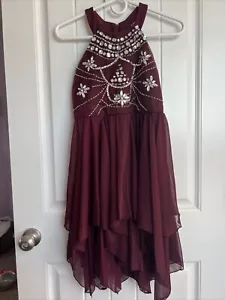 NEW Poppies and Roses Beautiful Formal Dress w Rhinestones Size 12 Burgundy NWT - Picture 1 of 3