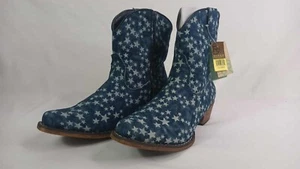 Roper USA Womens Denim Stars Print Ankle Boots Size 10.5 Western America - NWT - Picture 1 of 17