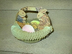 Vintage Easter 1925 Beistle BUNNY Eggs Basket Honeycomb Decoration Made in U.S.A - Picture 1 of 7
