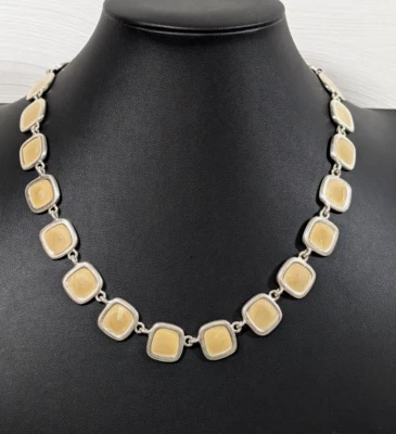 Collar Reversible Cuadrado Negro Crema Esmalte Cadena Distintivo Western Boho 19 pulgadas Foto 1 de 4