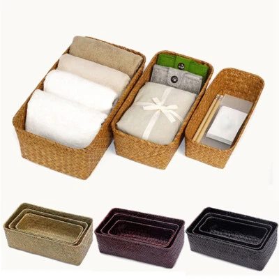 Storage Basket New Three-Piece Collection Non-Rattan Wicker Sundries Storage - Image 1 of 4