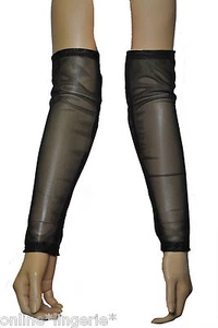 BLACK Net Stretch ARM WARMERS Gloves Gauntlets Steampunk Gothic Dancer Party G20 - Picture 1 of 4