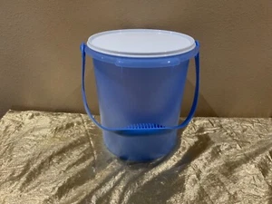 New UNIQUE Beautiful Tall Round Tupperware Bucket/Container 8.5L Blue/White - Picture 1 of 5