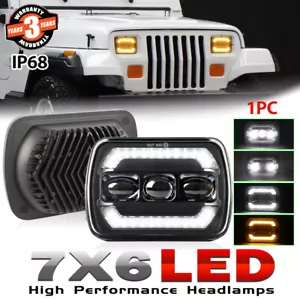5x7" 7x6" LED Headlight DRL For Jeep 84-2001 Cherokee XJ / For 86-1995 Wrangler - Picture 1 of 9