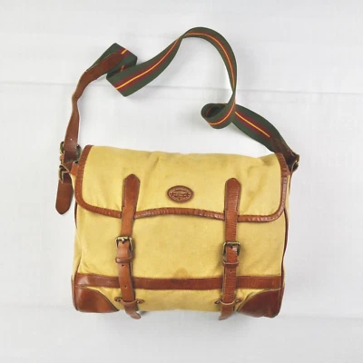 Bolso Mensajero de Rugby Ralph Lauren Vintage Club de Fútbol Accesorio Lona Cuero Foto 1 de 4