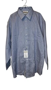 Roundtree & Yorke Mens Shirt Striped Twill EZ Wash Non-Iron Gold Label 17.5-34 - Picture 1 of 10