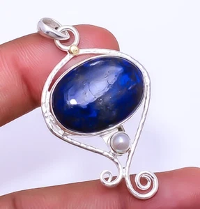Natural Lapis Lazuli - Afghanistan 925 Sterling Silver Pendant 2.00" P9247_82_18 - Picture 1 of 2