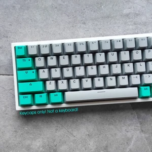 Gray Cyan Double Shot Keycaps Set fit 60% 75% 64/68/84/87 TKL Compact Keyboards - Picture 1 of 9