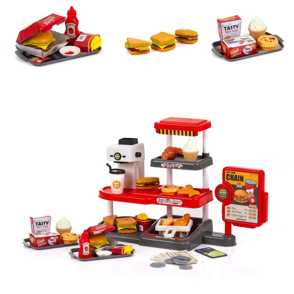 Chipolino Spielzeug Schnellrestaurant 71-teilig Burger Pommes Kaffeemaschine