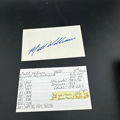 Matt Williams SF Giants Signed Index Card - Image 1 of 3