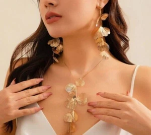 Zara Kate Kate's Bafta Oro Cascada Pendientes Flor y Collar a Juego Venta - Imagen 1 de 7