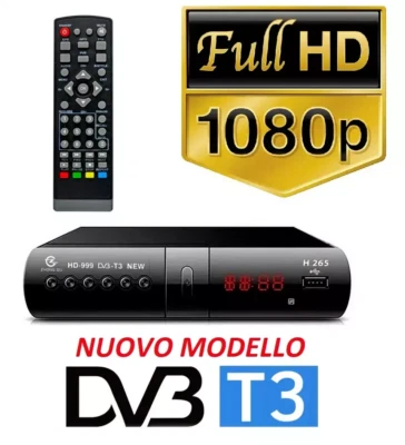 DIGITALE TERRESTRE DVB-T3 DECODER TV SCART HDMI 4K H265 TELECOMANDO PILE - Immagine 1 di 4