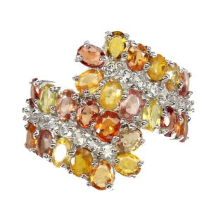 Anillo De Plata 925 Ovalado Con Zafiro Y Aguamarina Tamaño 8.5 - Imagen 1 de 9