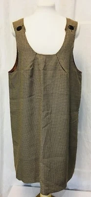 Vintage 1980’s Pinafore Dress Brown Houndstooth Wool Blend Large Cottagecore - Изображение 1 из 4