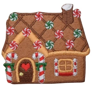 Christmas Applique Patch - Gingerbread House, Candy Cane, Heart 2.5" (Iron on) - Picture 1 of 1