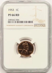 1953 1C NGC Proof PF 65 RD Red Lincoln Wheat Penny - Picture 1 of 4