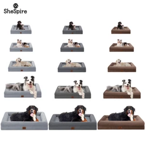 S/M/L/XL/XXL Dog Bed Orthopedic Foam 18 Colors - Removable Cover & 4Side Bolster - Picture 1 of 81
