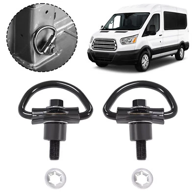 Black Steel Cargo D-Hooks 1 Pair/Set of 2 For Ford Transit 150 250 350 Van 15-23 - Imagem 1 de 4