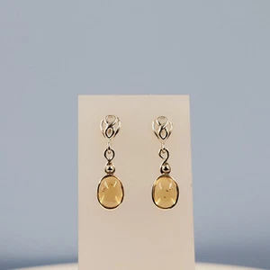 Golden Citrine Celtic Earrings, Sterling Silver, Celtic Design, - Picture 1 of 4