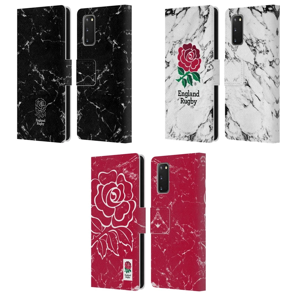 OFFICIAL ENGLAND RUGBY UNION MARBLE LEATHER BOOK CASE FOR SAMSUNG PHONES 2 - Image 1 of 4