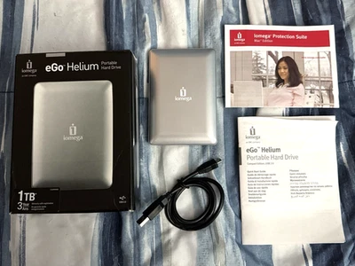 Iomega eGo Helium 1TB External Portable Hard Drive USB 2.0 PC/Mac Silver USED - Image 1 of 4