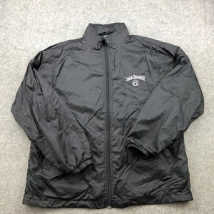 Jack Daniels Jacket Mens Large Black Windbreaker Full Zip Lightweight Promo 2014 - Picture 1 of 9