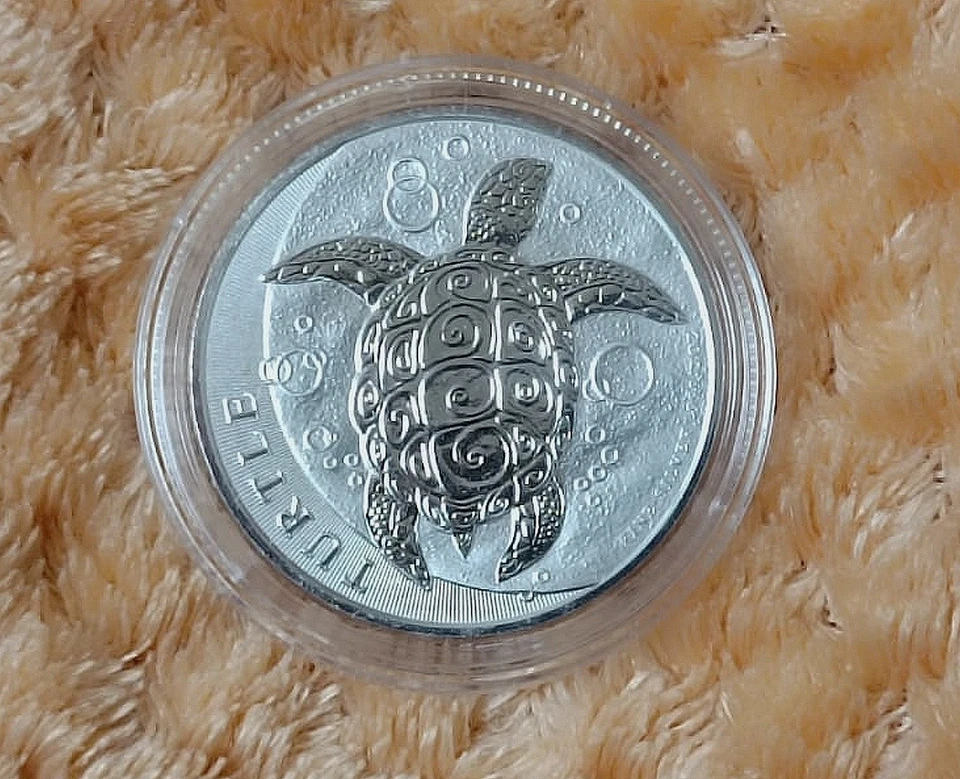 2 Unz. Silber - Niue 2015, 5 $, Turtle - Schildkröte, gekapselt - Bild 1 von 2