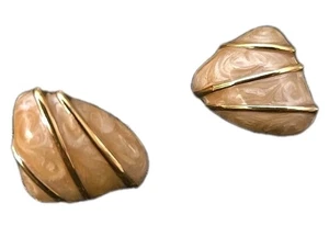 VINTAGE PAAR MONET EMAILLE & VERGOLDET OHRCLIPS - MODESCHMUCK - Bild 1 von 8