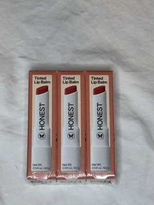 NEW* 3 PACK Honest Beauty Tinted Lip Balm w/ Avocado Oil - 0.14oz ~ Blood Orange - Image 1 of 4