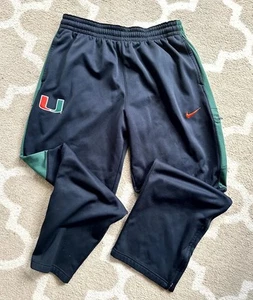 Nike Therma-Fit Miami Hurricanes Football Sweatpants Mens XL Black Green Pull On - Picture 1 of 8
